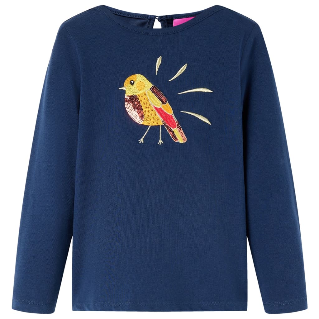 VidaXL Kindershirt mit langen Ärmeln 128 Marineblau