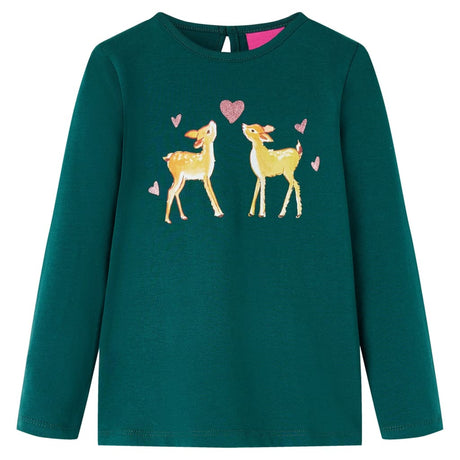 VidaXL Kindershirt mit langen Ärmeln 104 Dunkelgrün