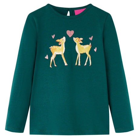 VidaXL Kindershirt mit langen Ärmeln 116 Dunkelgrün