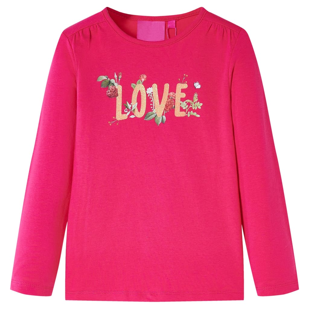 VidaXL Kindershirt mit langen Ärmeln 116 leuchtendes Rosa