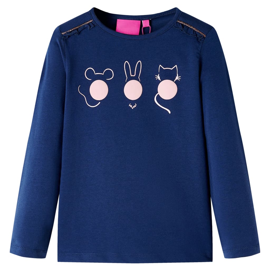 VidaXL Kindershirt mit langen Ärmeln 92 Marineblau