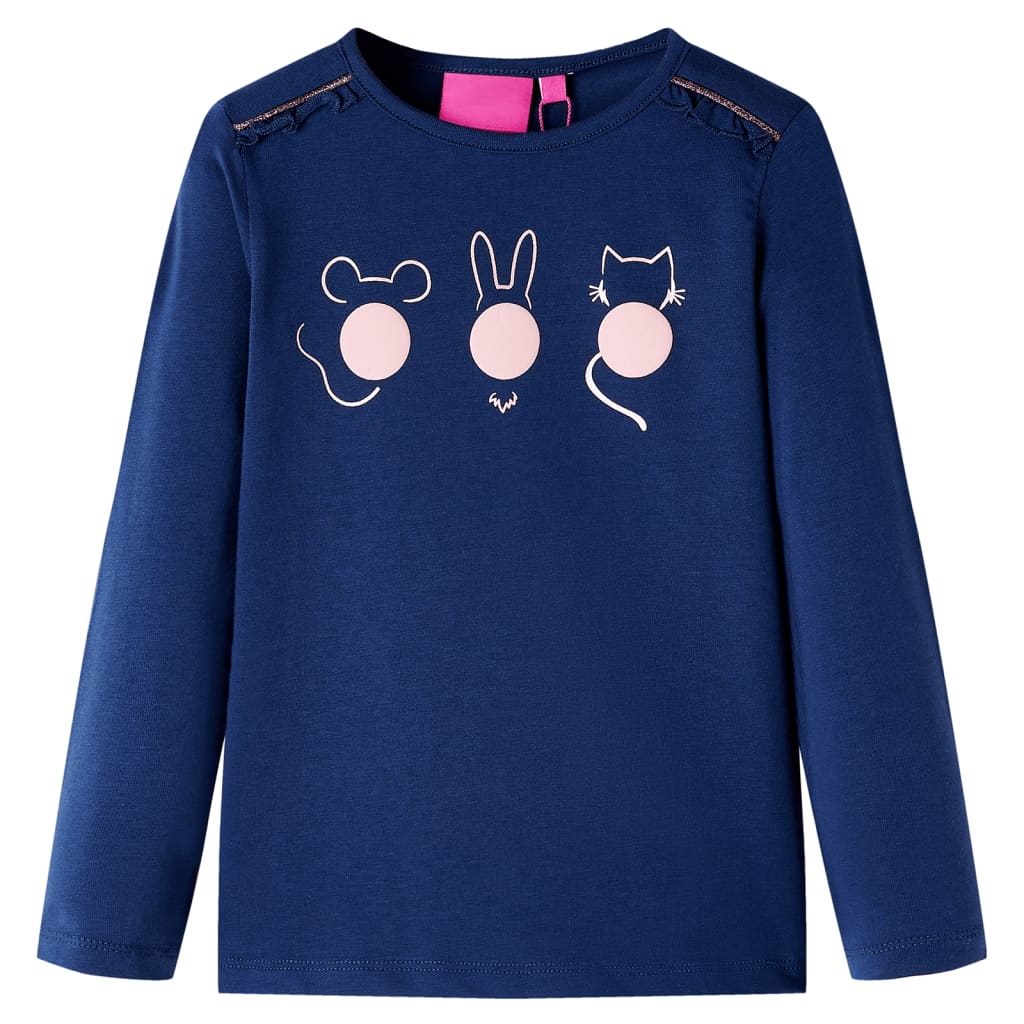 VidaXL Kindershirt mit langen Ärmeln 128 Marineblau