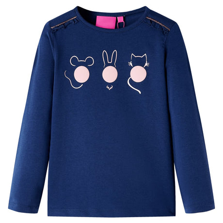 VidaXL Kindershirt mit langen Ärmeln 128 Marineblau