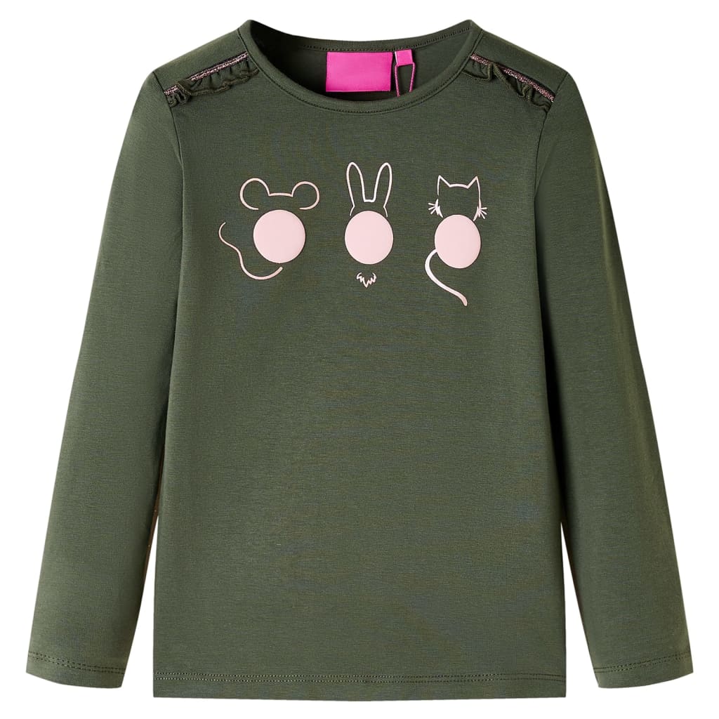 VidaXL Kindershirt mit langen Ärmeln 128 Khaki