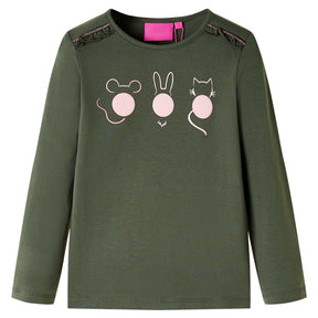 VidaXL Kindershirt mit langen Ärmeln 128 Khaki