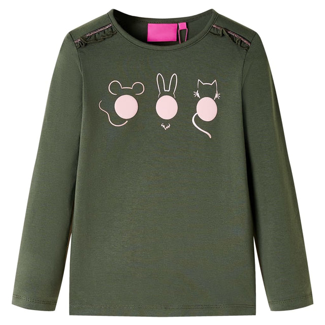 VidaXL Kindershirt mit langen Ärmeln 128 Khaki