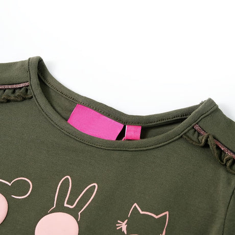 VidaXL Kindershirt mit langen Ärmeln 128 Khaki