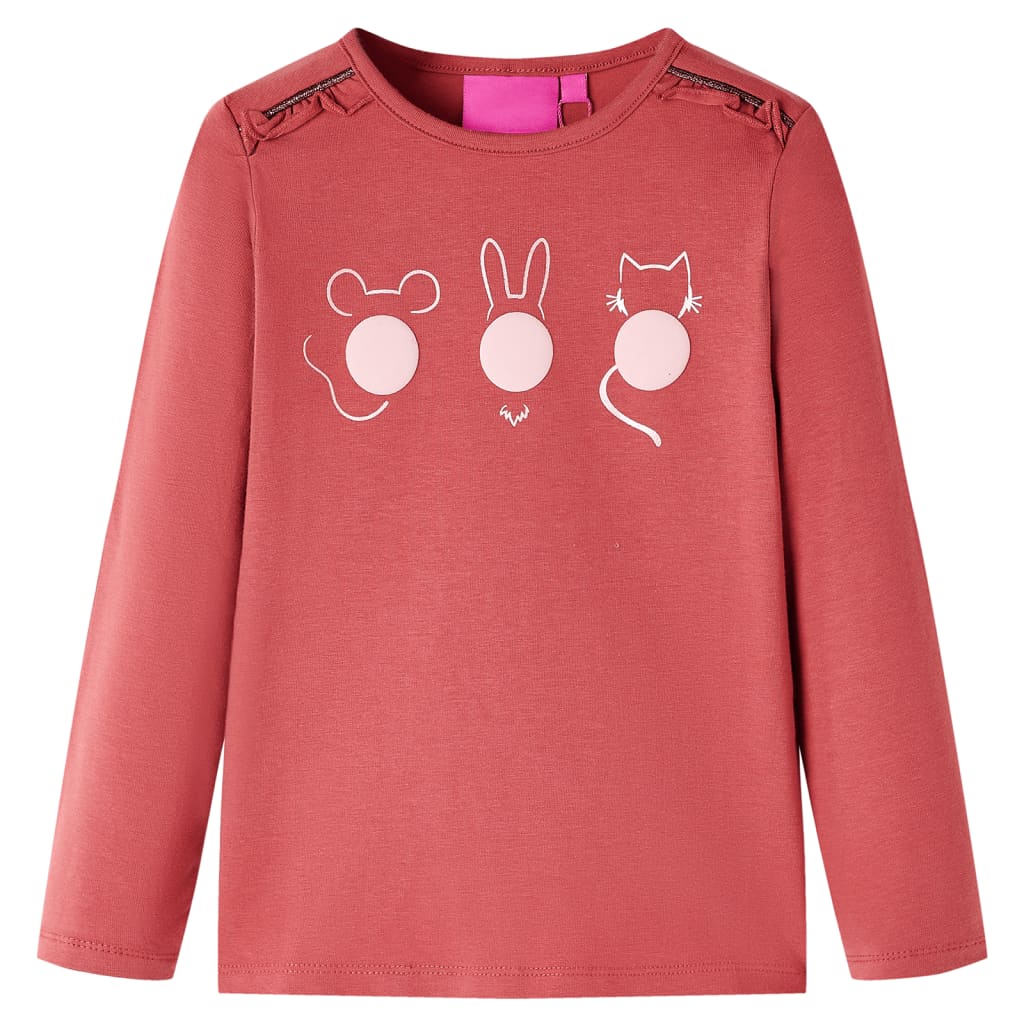 VidaXL Kindershirt mit langen Ärmeln 104 rosa braun