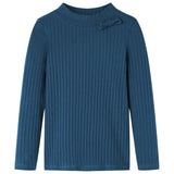 VidaXL Kinderhemd mit langen Ärmeln, gerippt 140, Marineblau