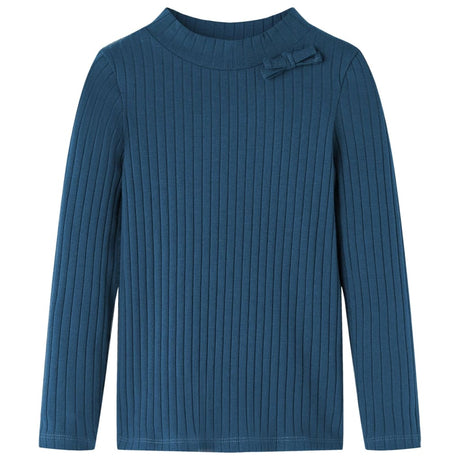 VidaXL Kinderhemd mit langen Ärmeln, gerippt 140, Marineblau