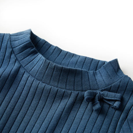 VidaXL Kinderhemd mit langen Ärmeln, gerippt 140, Marineblau