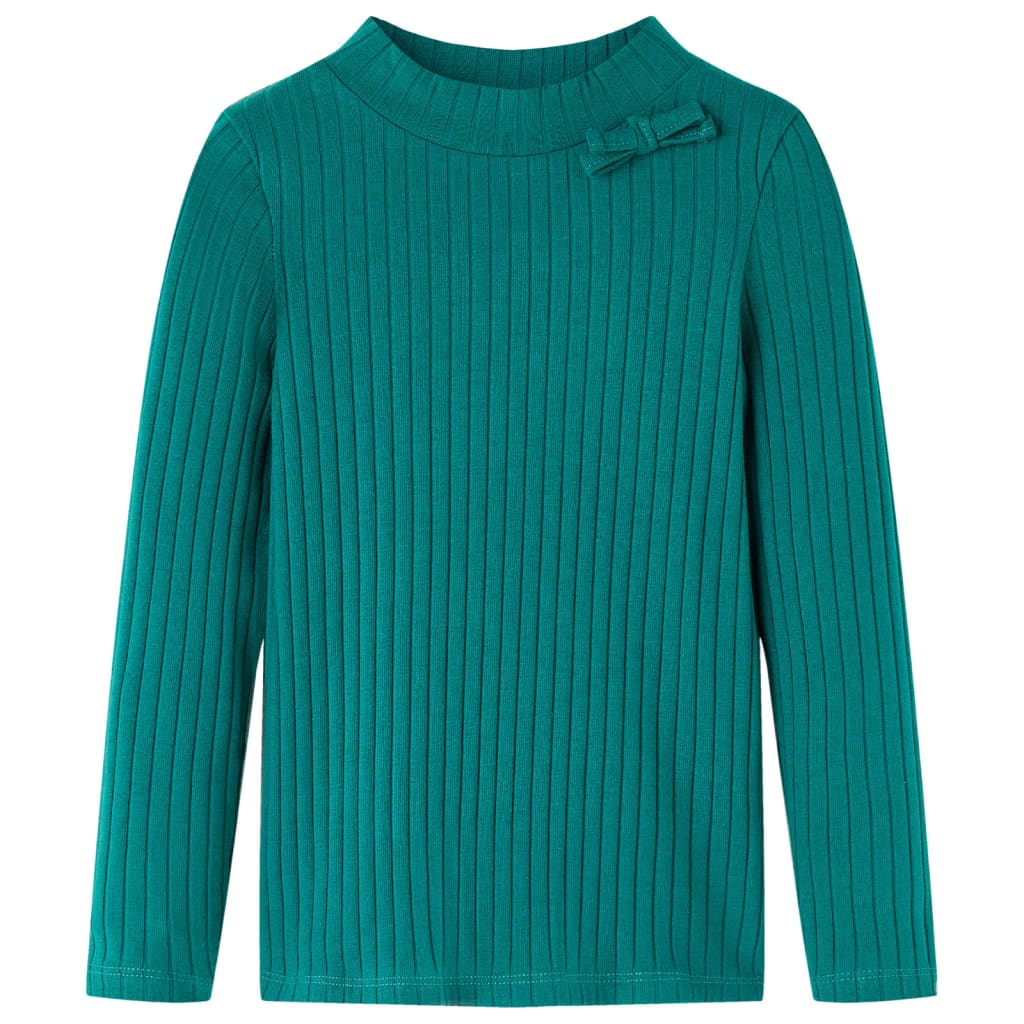 VidaXL Kindershirt mit langen Ärmeln gerippt 104 Dunkelgrün