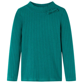VidaXL Kindershirt mit langen Ärmeln gerippt 116 Dunkelgrün