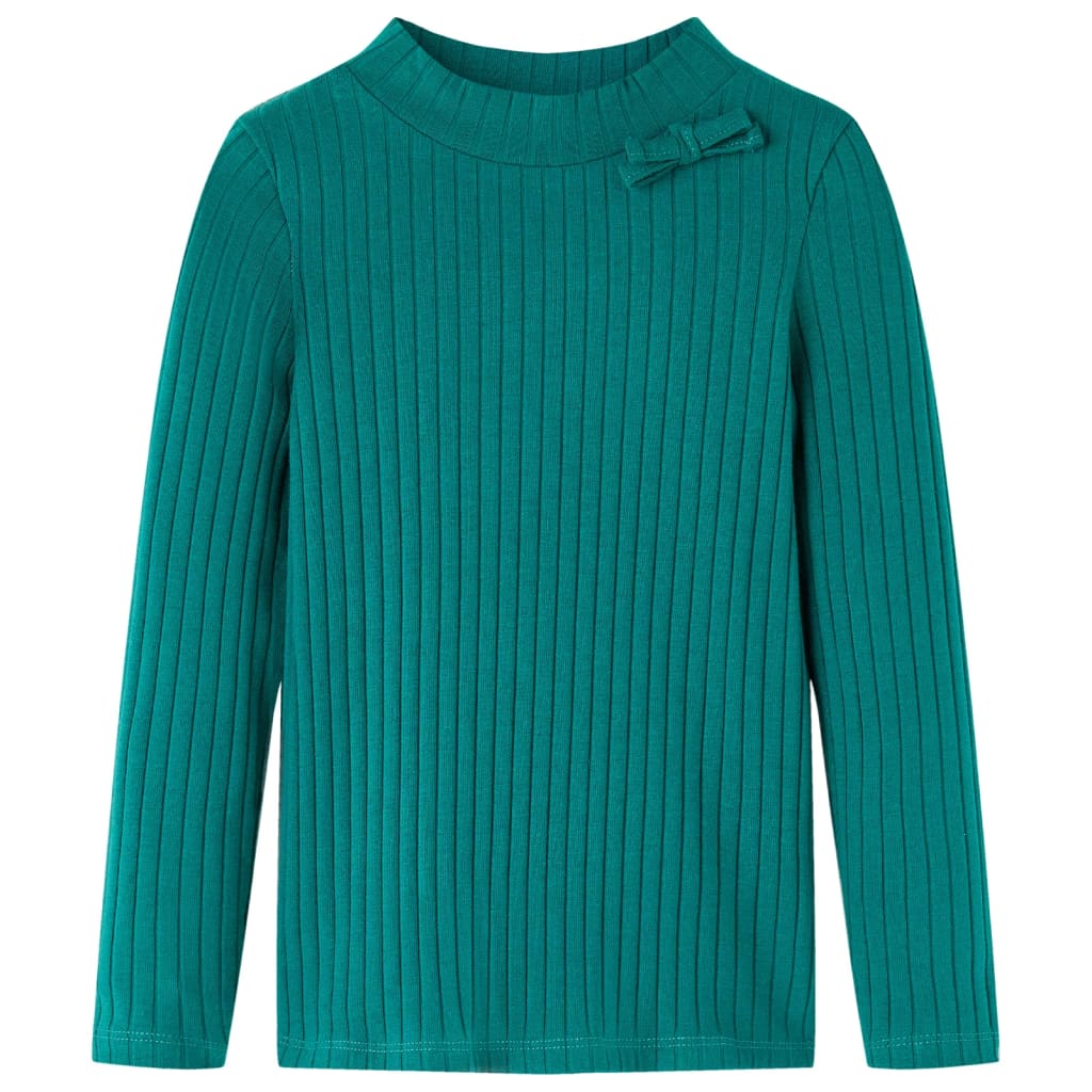 VidaXL Kindershirt mit langen Ärmeln Rippstrick 128 Dunkelgrün