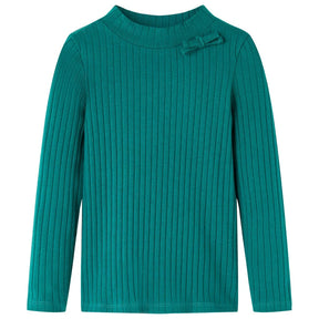 VidaXL Kindershirt mit langen Ärmeln Rippstrick 128 Dunkelgrün