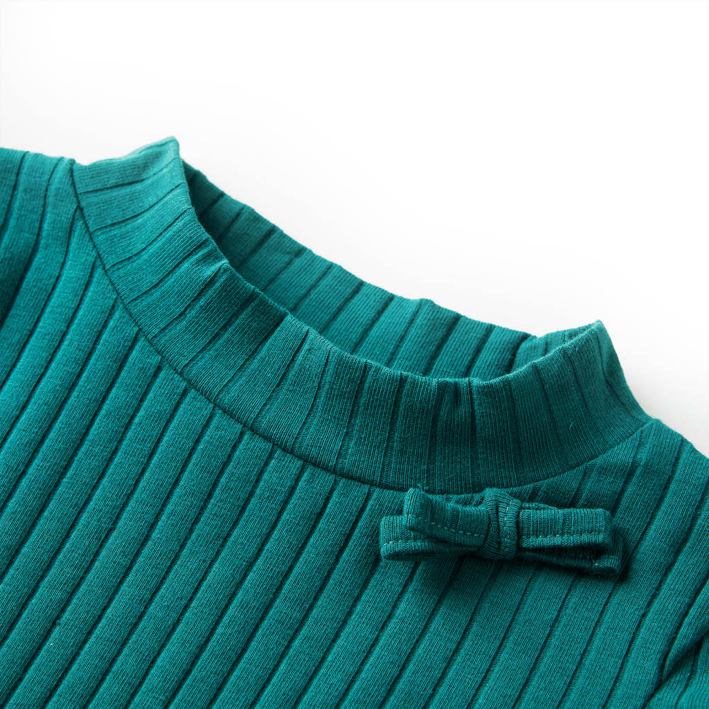 VidaXL Kindershirt mit langen Ärmeln gerippt 128 dunkelgrün