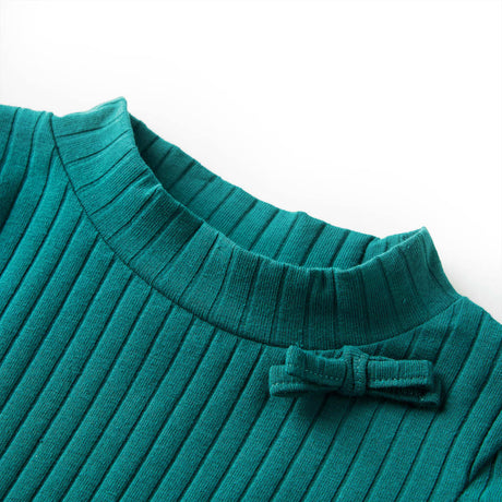 VidaXL Kindershirt mit langen Ärmeln gerippt 128 dunkelgrün