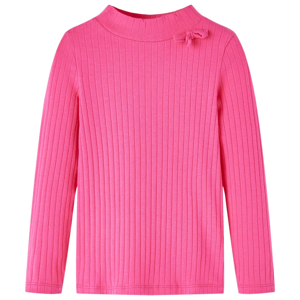 VidaXL Kindershirt mit langen Ärmeln, Rippstrick 92, leuchtendes Rosa