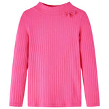 VidaXL Kindershirt mit langen Ärmeln, Rippstrick 92, leuchtendes Rosa