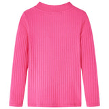 VidaXL Kindershirt mit langen Ärmeln, gerippt, 128, leuchtendes Rosa