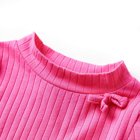 VidaXL Kindershirt mit langen Ärmeln, gerippt, 128, leuchtendes Rosa