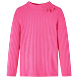 VidaXL Kindershirt mit langen Ärmeln, Rippstrick 140, leuchtendes Rosa