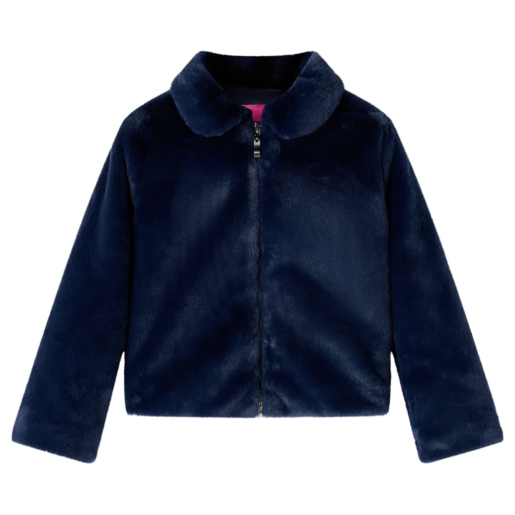 VidaXL Kindermantel 92 Kunstfell in Marineblau