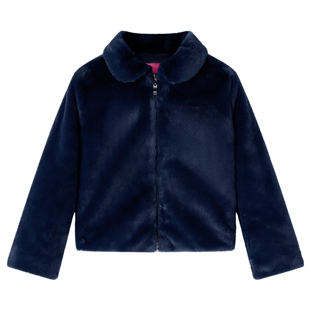 VidaXL Kindermantel 128 Kunstfell Marineblau