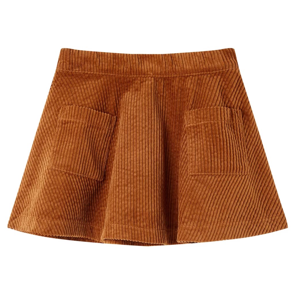 VidaXL Kinderrock mit Taschen Cord 116 cognacfarben