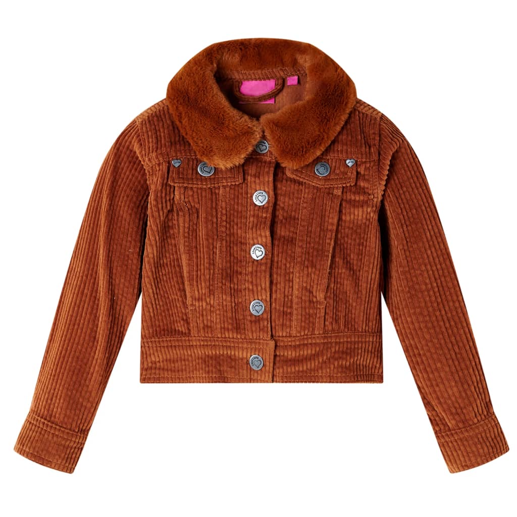 VidaXL Kindermantel 140 Cord cognacfarben