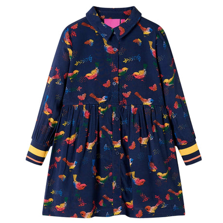 VidaXL Kinderkleid mit langen Ärmeln 128 Marineblau