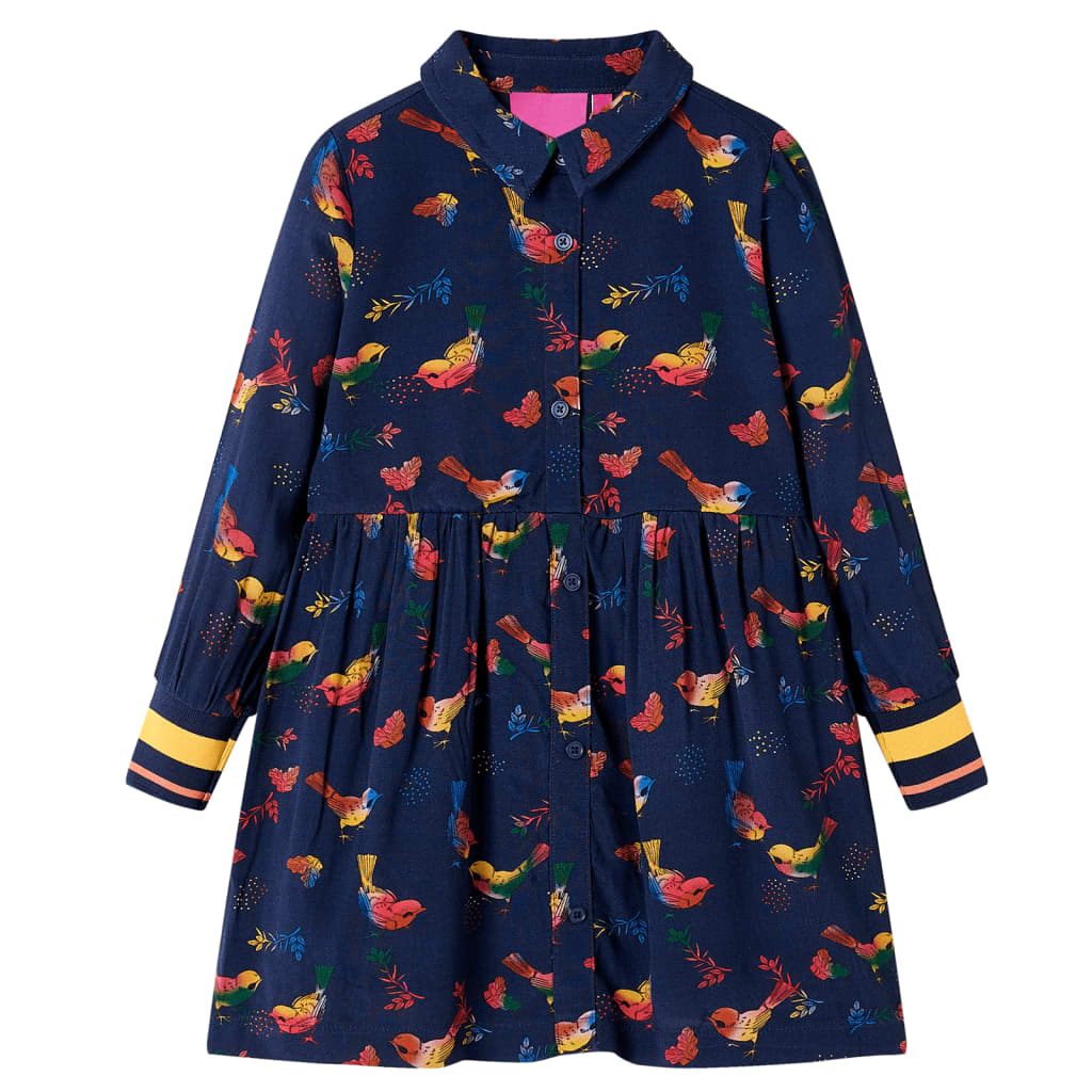 VidaXL Kinderkleid mit langen Ärmeln 140 Marineblau