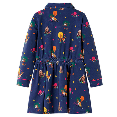 VidaXL Kinderkleid mit langen Ärmeln und Kordelzug 92 Marineblau