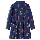VidaXL Kinderkleid mit langen Ärmeln und Kordelzug 104 Marineblau