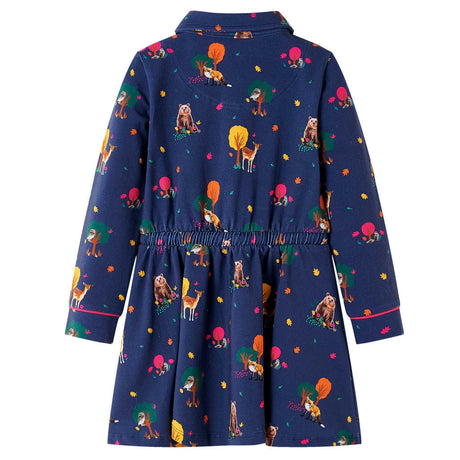 VidaXL Kinderkleid mit langen Ärmeln und Kordelzug 116 Marineblau