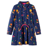 VidaXL Kinderkleid mit langen Ärmeln und Kordelzug 128 Marineblau