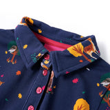 VidaXL Kinderkleid mit langen Ärmeln und Kordelzug 128 Marineblau