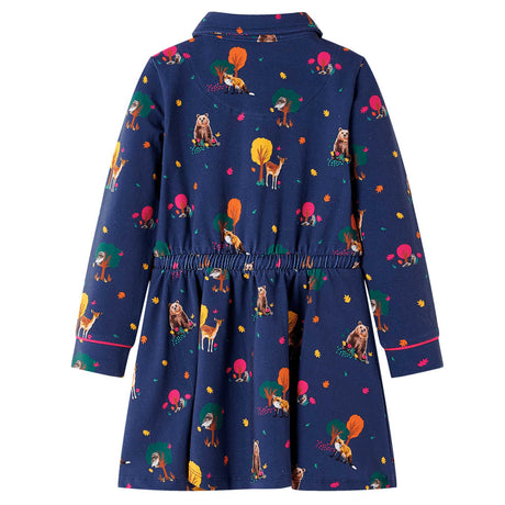 VidaXL Kinderkleid mit langen Ärmeln und Kordelzug 140 Marineblau