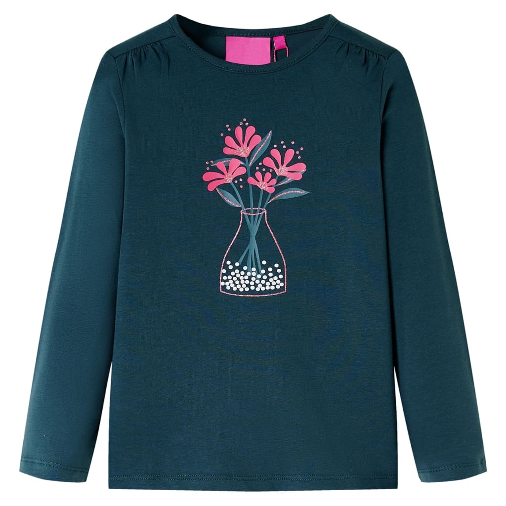 VidaXL Kindershirt mit langen Ärmeln 128 Dunkelgrün