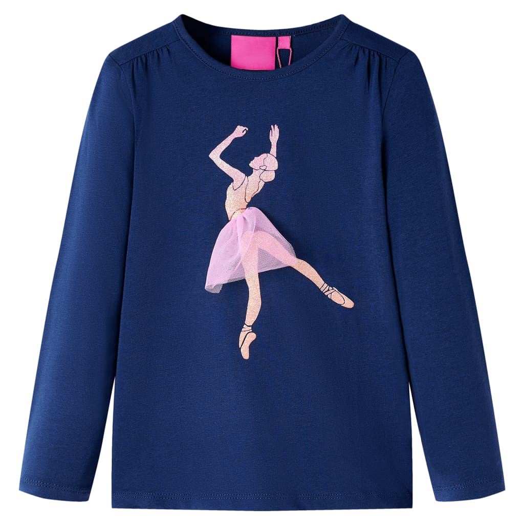 VidaXL Kindershirt mit langen Ärmeln 128 Marineblau