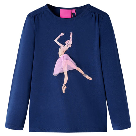 VidaXL Kindershirt mit langen Ärmeln 128 Marineblau
