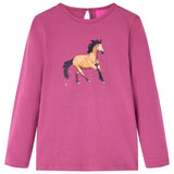 VidaXL Kindershirt mit langen Ärmeln 128 himbeerfarben