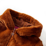 VidaXL Kindermantel mit Kapuze 140 Kunstfell cognacfarben