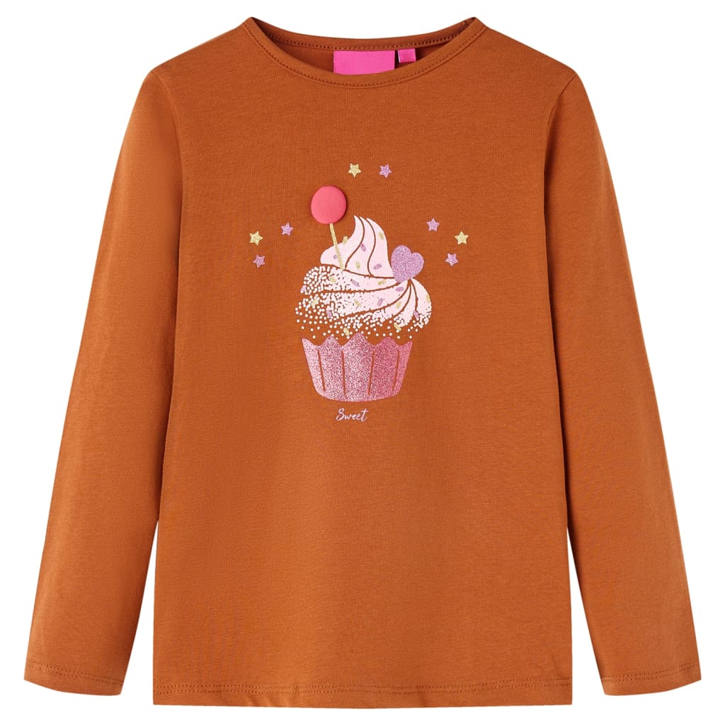 VidaXL Kindershirt mit langen Ärmeln 92 cognacfarben