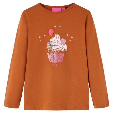 VidaXL Kindershirt mit langen Ärmeln 92 cognacfarben