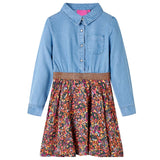 VidaXL Kinderkleid mit langen Ärmeln 104 Marineblau und Jeansblau