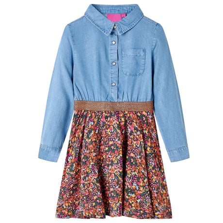 VidaXL Kinderkleid mit langen Ärmeln 104 Marineblau und Jeansblau