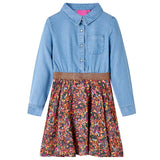 VidaXL Kinderkleid mit langen Ärmeln 116 Marineblau und Jeansblau