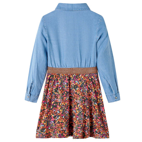 VidaXL Kinderkleid mit langen Ärmeln 116 Marineblau und Jeansblau