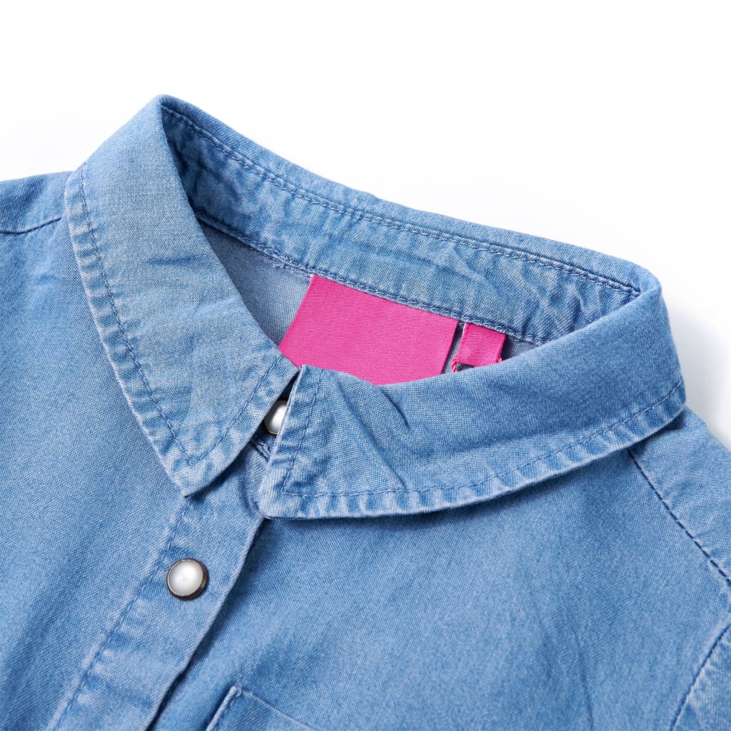 VidaXL Kinderkleid mit langen Ärmeln 128 Marineblau und Jeansblau